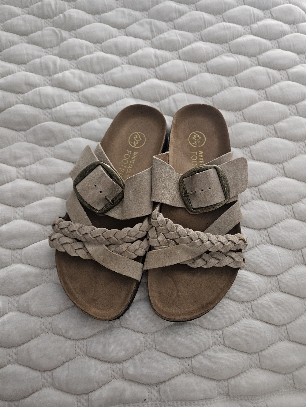 White Mountain Beige Braided Slide Sandals